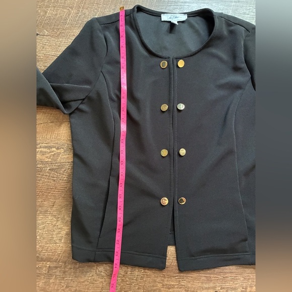Libby Edelman Double Button Military style blazer Jacket black ribbed sz L EUC - Picture 11 of 14